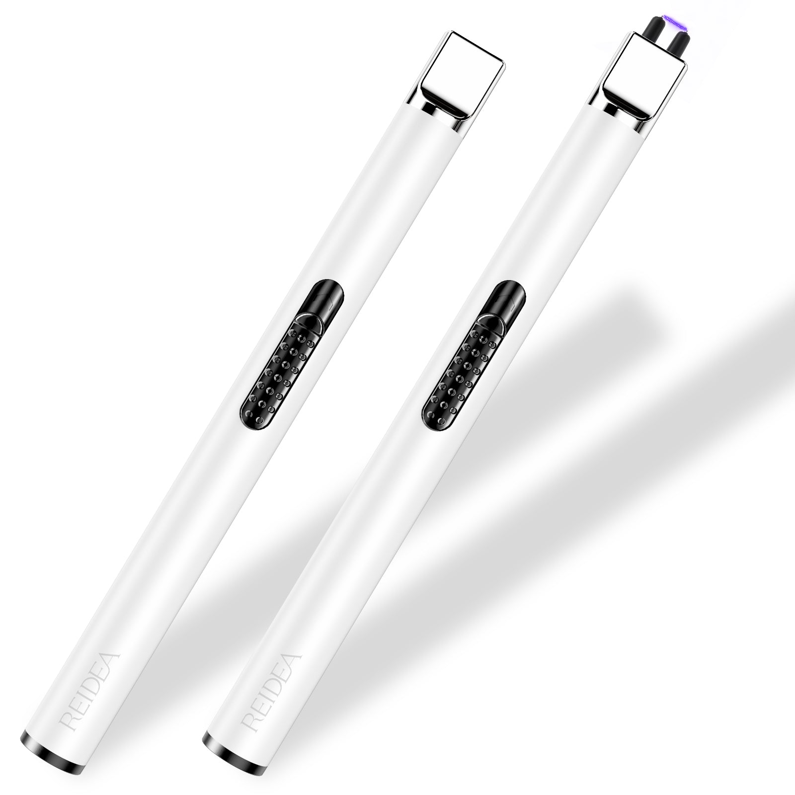 2 Pack Reidea Lighter S4 candela elettronica arco antivento senza fiamma  usb ricaricabile accendino con pulsante di sicurezza per la cucina di casa  (champagne oro)